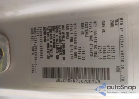 2018 Nissan Nv200 Sv из США, поврежденный, VIN 3N6CM0KN7JK700969